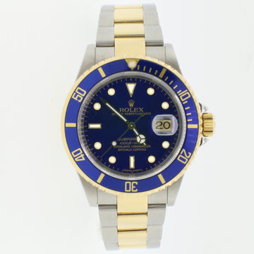 Rolex Submariner 2-Tone Blue Bezel/Dial Mens 40mm Watch 16613