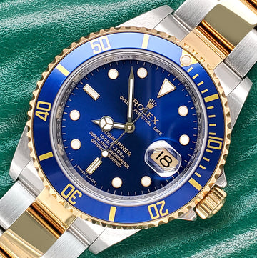 Rolex Submariner Date 16613 40mm Blue Dial Yellow Gold/Steel Watch Box Papers