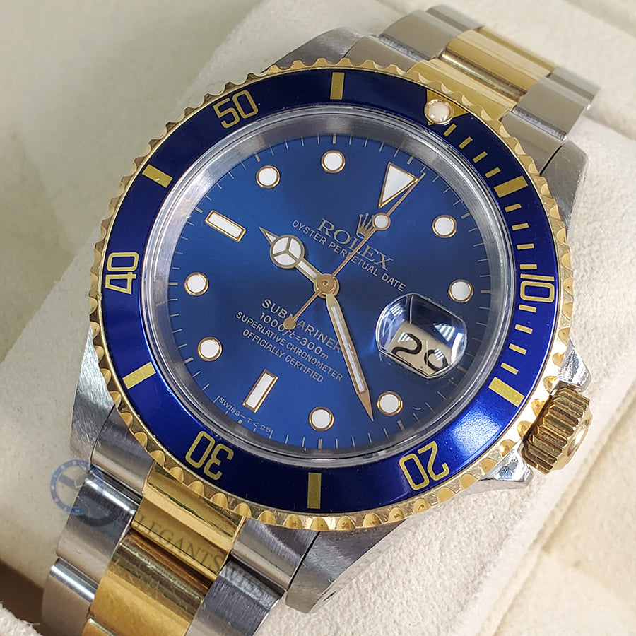 Rolex Submariner Date 16613 40mm Blue Dial Yellow Gold/Steel Watch Box