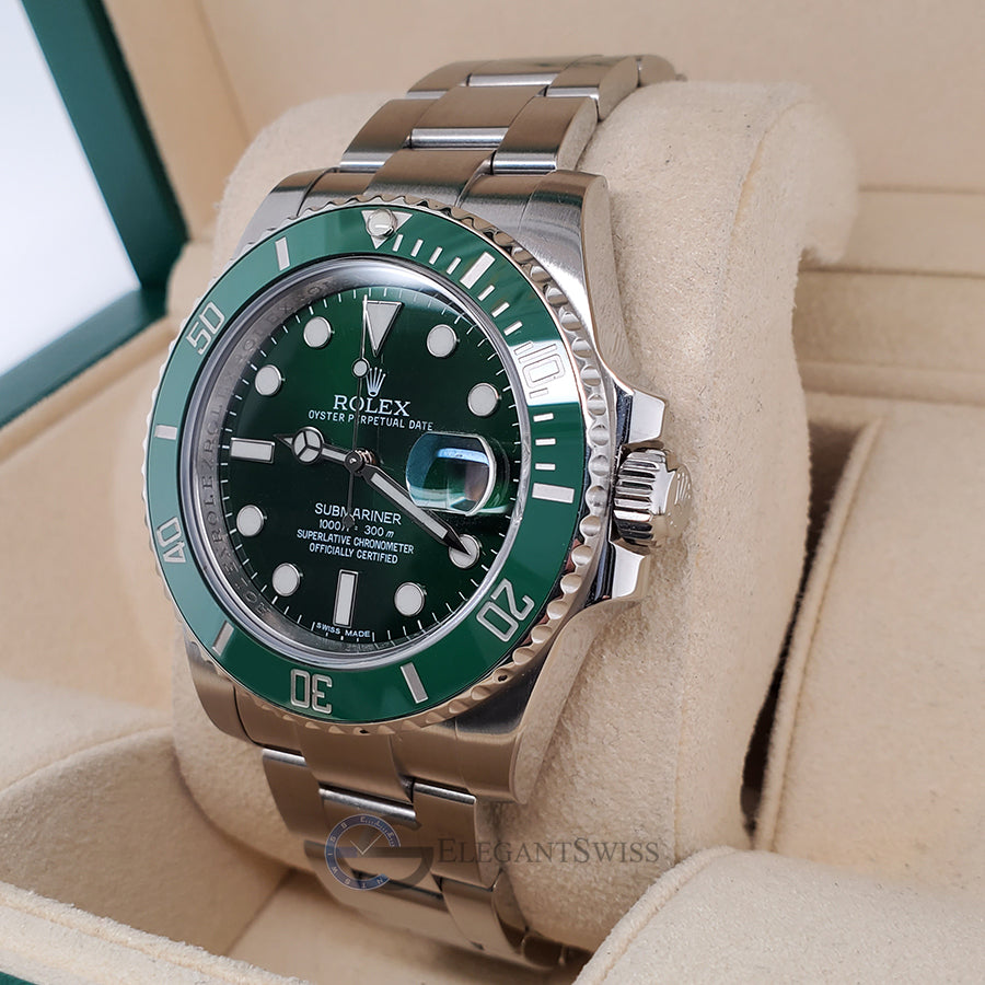 Rolex Submariner Hulk Green 40mm Stainless Steel Watch 116610LV Box Papers