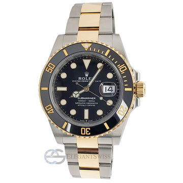 Unworn Rolex Submariner Date 41mm Black Dial Yellow Gold Stainless Steel Watch 126613LN Box Papers