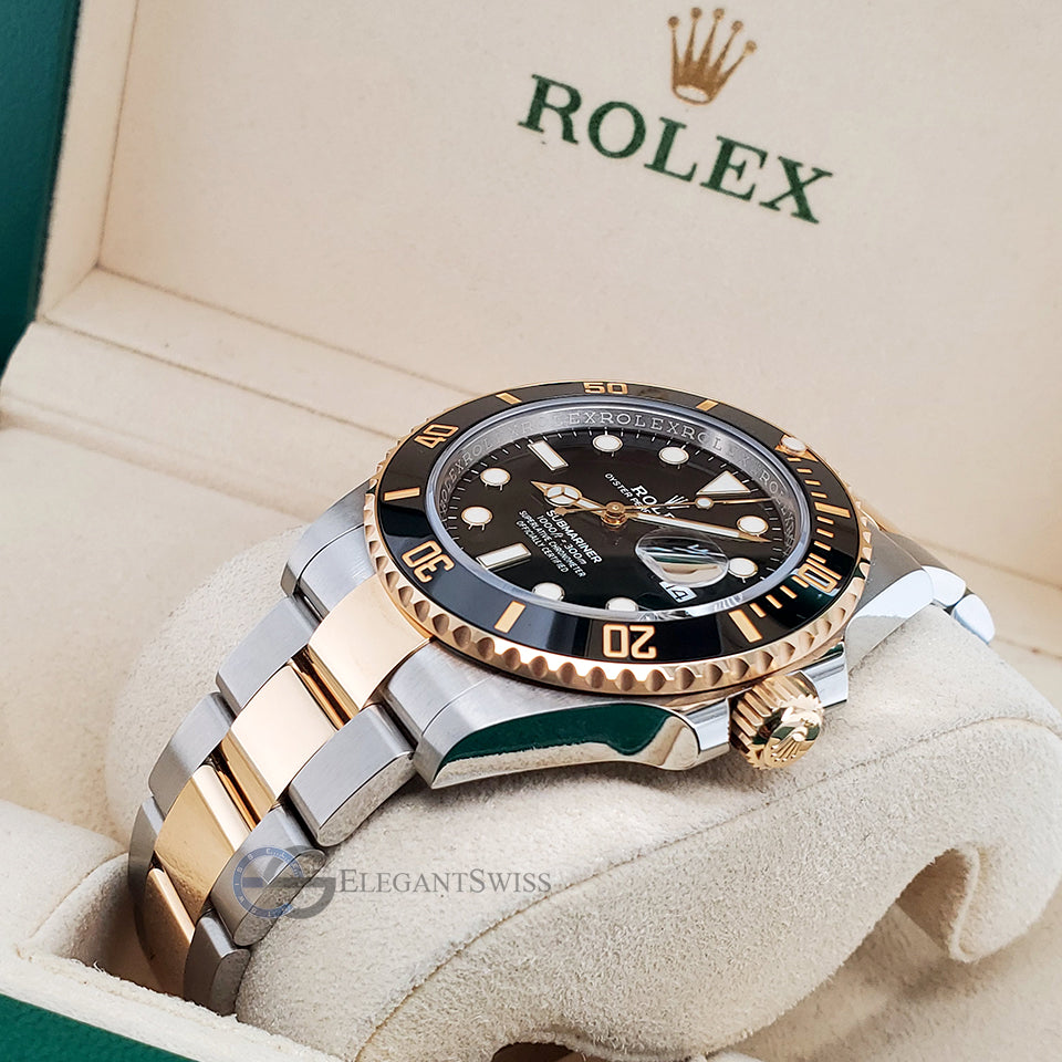 Unworn Rolex Submariner Date 41mm Black Dial Yellow Gold Stainless Steel Watch 126613LN Box Papers