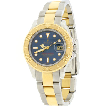 Rolex Yacht-Master Ladies 2-Tone 18K Yellow Gold/Stainless Steel Factory Blue Dial 28MM Automatic Oyster Watch 69623