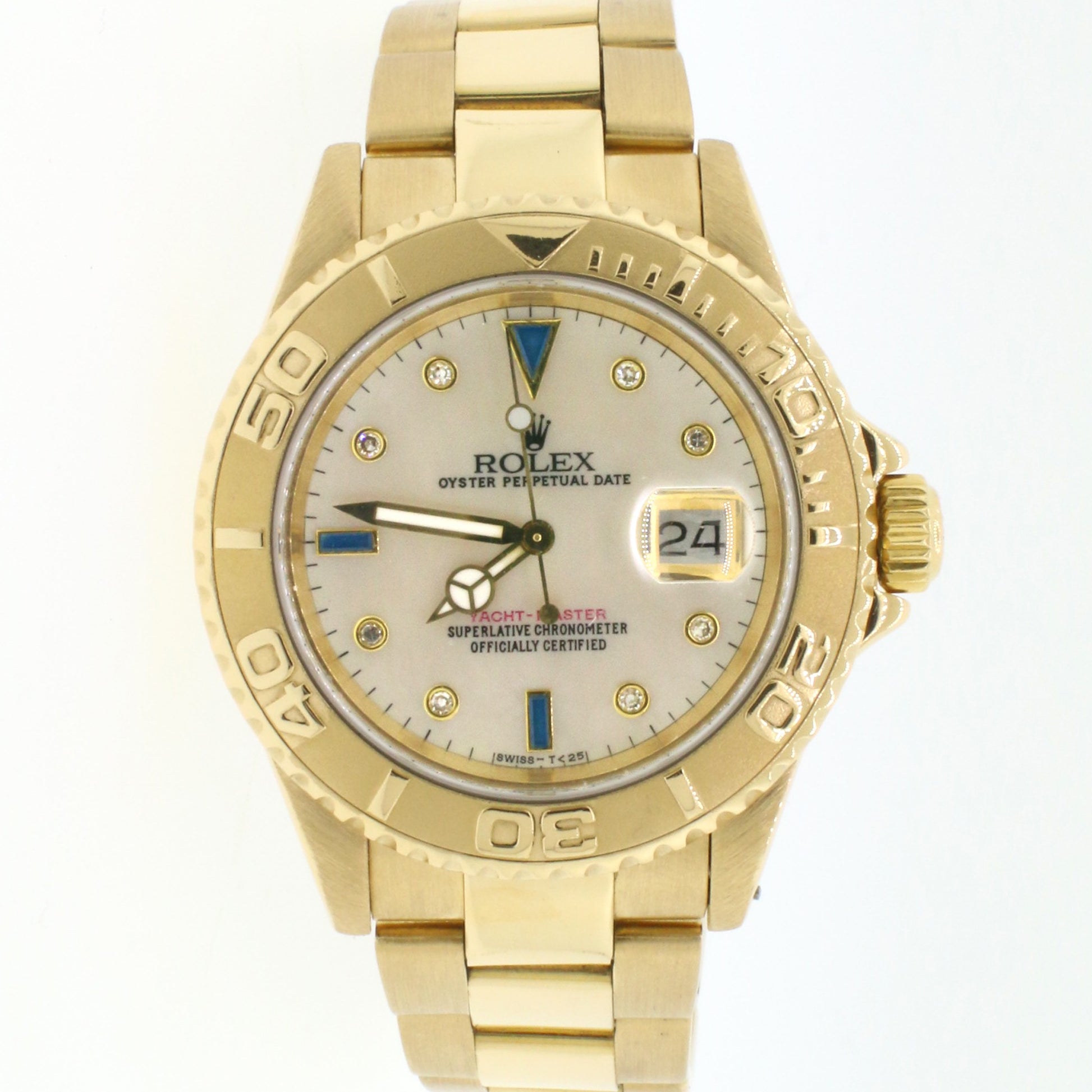 Rolex Yachtmaster 40 Yellow Gold Mother of Pearl Dial Mens Watch