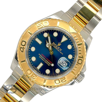 Rolex Yacht-Master 40mm Blue Dial Yellow Gold Steel Watch 16623 Box Papers