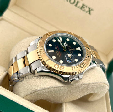 Rolex Yacht-Master 40mm Blue Dial Yellow Gold Steel Watch 16623 Box Papers