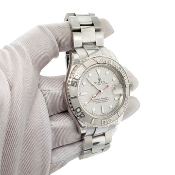 Rolex Yacht-Master 40MM Platinum Bezel Silver Dial Steel Watch 16622 Box Papers
