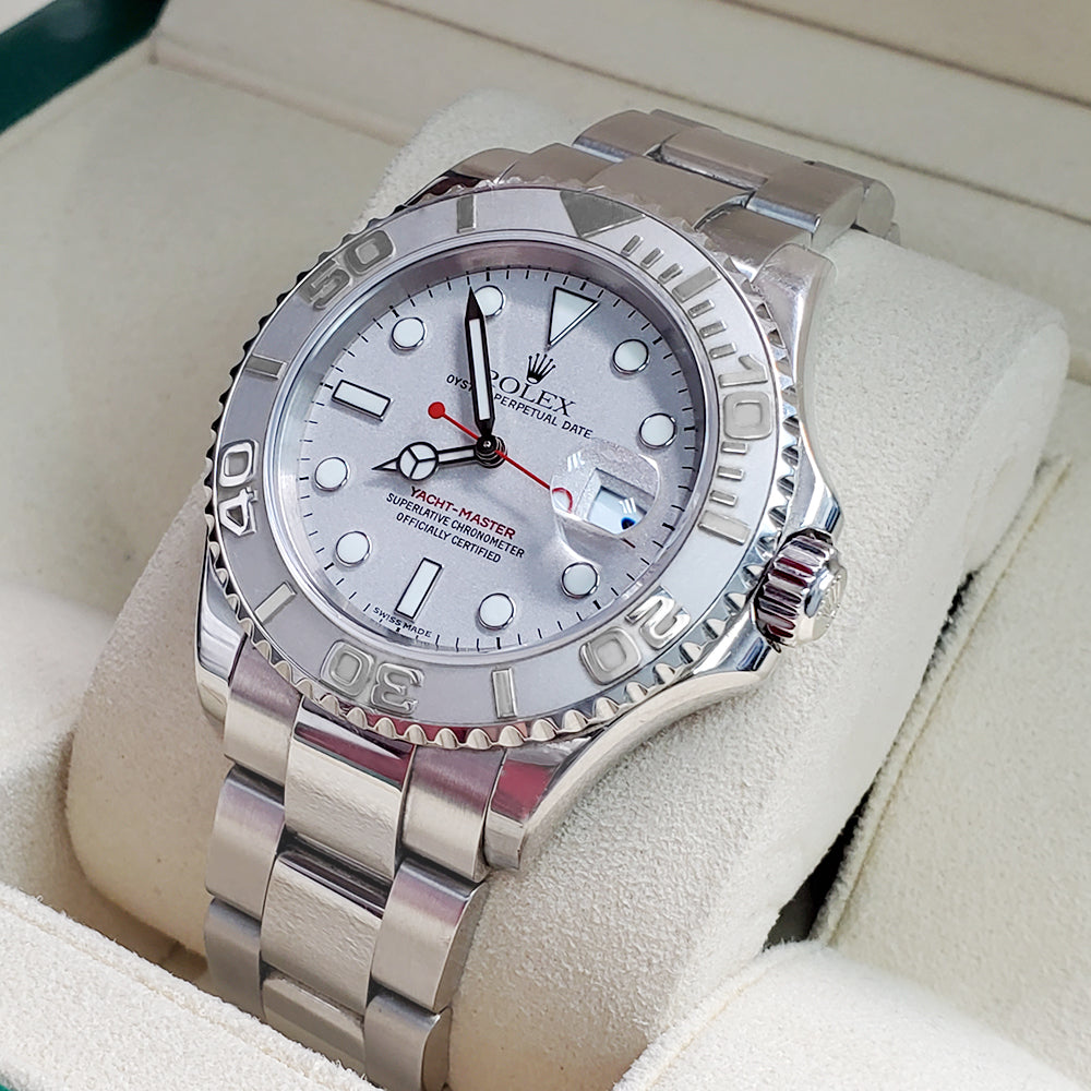 Rolex Platinum Bezel Silver Dial Steel Watch 16622