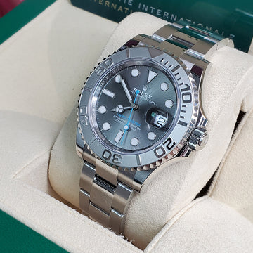 2022 Unworn Rolex Yacht-Master 40MM Platinum/Steel Dark Rhodium Dial Watch 126622 Box Papers