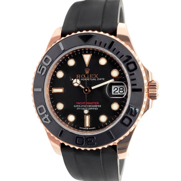 Rolex Yacht-Master 37mm 268655 Black Dial Oysterflex Strap Rose Gold Watch 2021 Box Papers