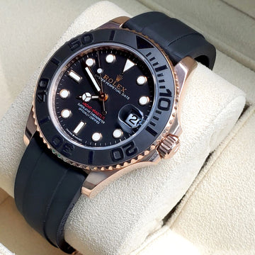 Rolex Yacht-Master 37mm 268655 Black Dial Oysterflex Strap Rose Gold Watch 2021 Box Papers