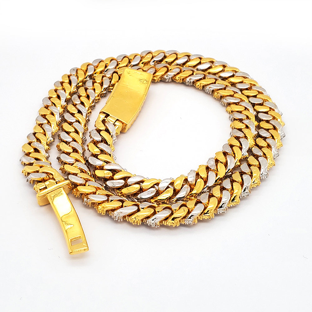 Buy 14k Two Tone Iced Out Diamond Cuban Link Chain 