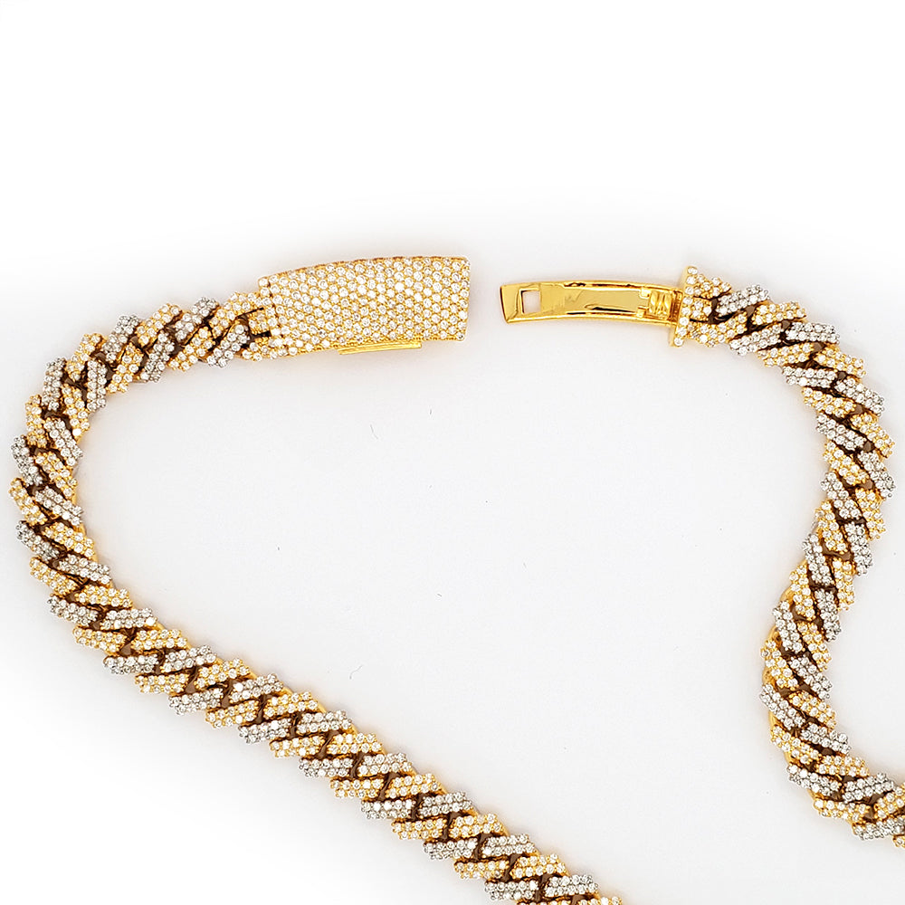 Shop 14k Two Tone Iced Out Diamond Cuban Link Chain 