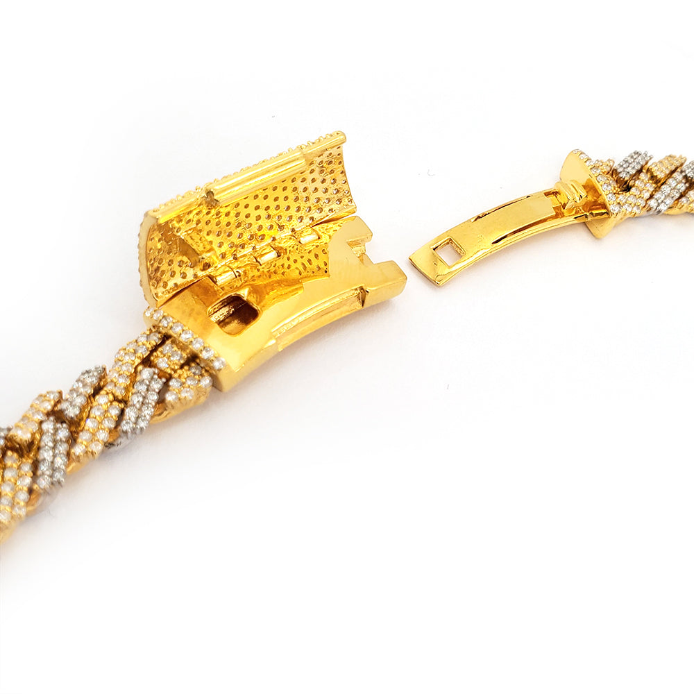 Get the latest 14k Two Tone Iced Out Diamond Cuban Link Chain 