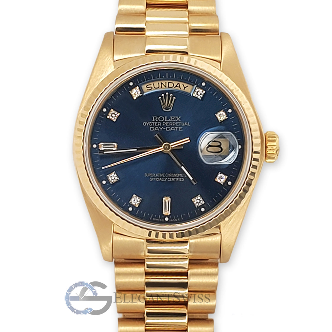 Rolex President 18048 Day Date 36MM Cobalt Blue Diamond Dial Watch