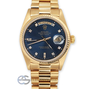 Rolex President 18048 Day-Date 36MM Cobalt Blue Diamond Dial Watch