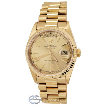Rolex President Day-Date 36mm Champagne dial Double-Quick Yellow Gold Watch 18238