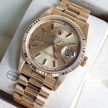 Rolex President Day-Date 36mm Champagne dial Double-Quick Yellow Gold Watch 18238
