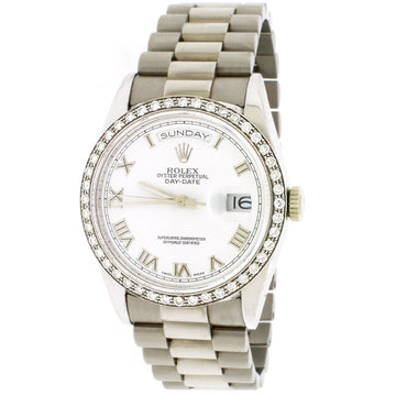 Rolex Day-Date Double Quick White Gold 36mm White Roman Dial 18239