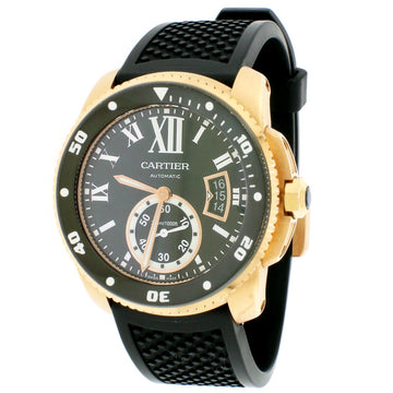 Calibre de Cartier Black/Rose Gold Divers Roman Dial 42mm Watch