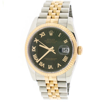 Rolex Datejust Rose/SS 36mm Black Sunray Dial 116231 Box Papers