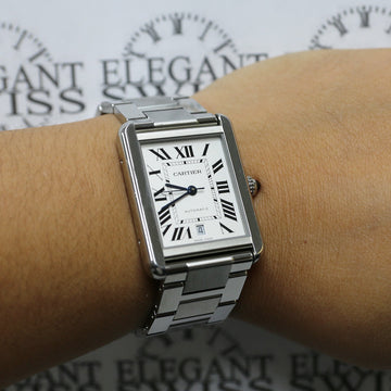 Cartier Tank Solo XL Stainless Steel 31mm Silver Roman Dial Watch W5200028