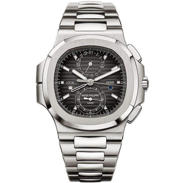 Patek Philippe Nautilus Travel Time 40mm Black Dial Stainless Steel Watch 5990-1A-001 Box Papers