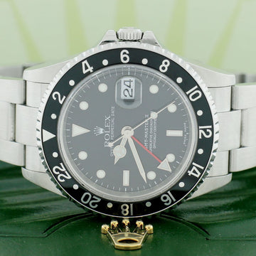 Rolex GMT-Master II Black Bezel 40MM Automatic Stainless Steel Mens Oyster Watch 16710