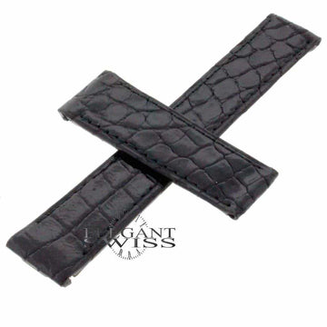 Genuine Cartier Crocodile 18.5mm Shiny Black Leather Strap KD1LZE24