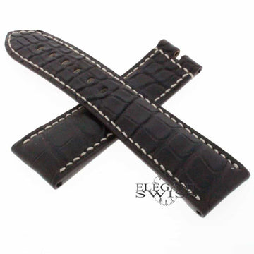 Genuine Breguet Royal Marine Dark Brown Crocodile Leather Strap Band 22MM