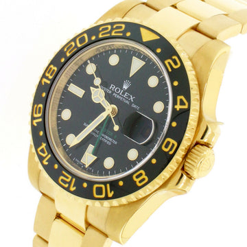 Rolex GMT-Master II 18K Yellow Gold Ceramic Bezel 40mm Watch 116718 Box Papers
