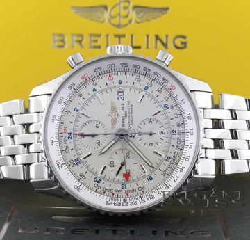 Breitling Navitimer World GMT Chronograph 46MM Stainless Steel Automatic Mens Watch A24322