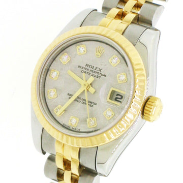 Rolex Datejust 26mm Yellow Gold/Steel Factory Meteorite Diamond Dial Jubilee Watch 179173