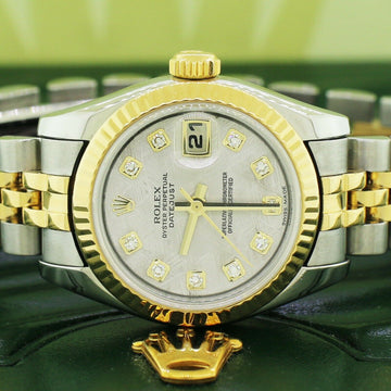 Rolex Datejust 26mm Yellow Gold/Steel Factory Meteorite Diamond Dial Jubilee Watch 179173