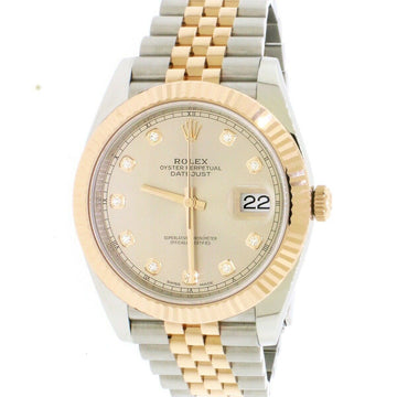 Rolex Datejust 41 Factory Sundust Diamond Dial 2-Tone Jubilee Watch 126331