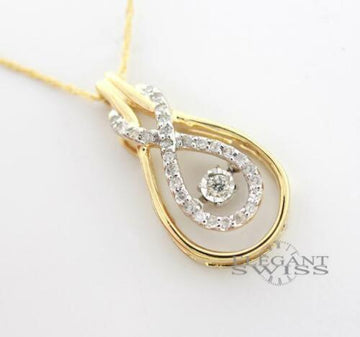 Ladies 14K Yellow Gold 0.18 Ct Diamond Pendant & 14K Yellow Gold Necklace